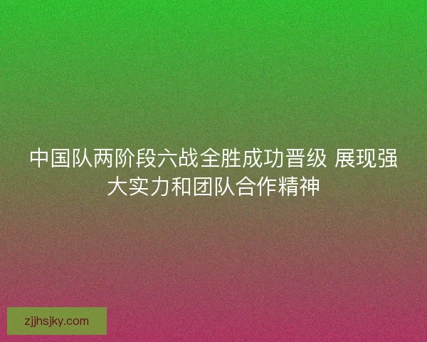 中国队两阶段六战全胜成功晋级 展现强大实力和团队合作精神